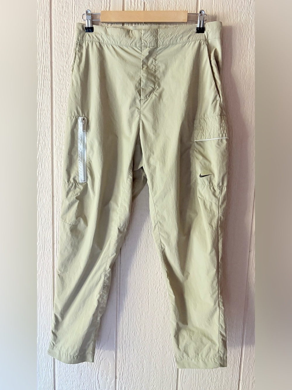 Nike Size 30 Beige Utility Cargo Pants Nylon Techwear Zip Pockets